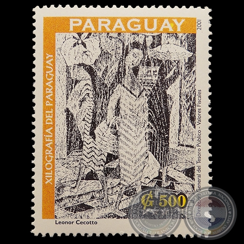 GRABADO DE LEONOR CECOTTO - SELLO POSTAL PARAGUAYO AÑO 2001